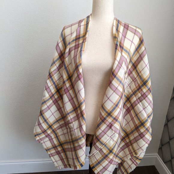 Ann Taylor Plaid Brushed Open Poncho NWT - Picture 4 of 8